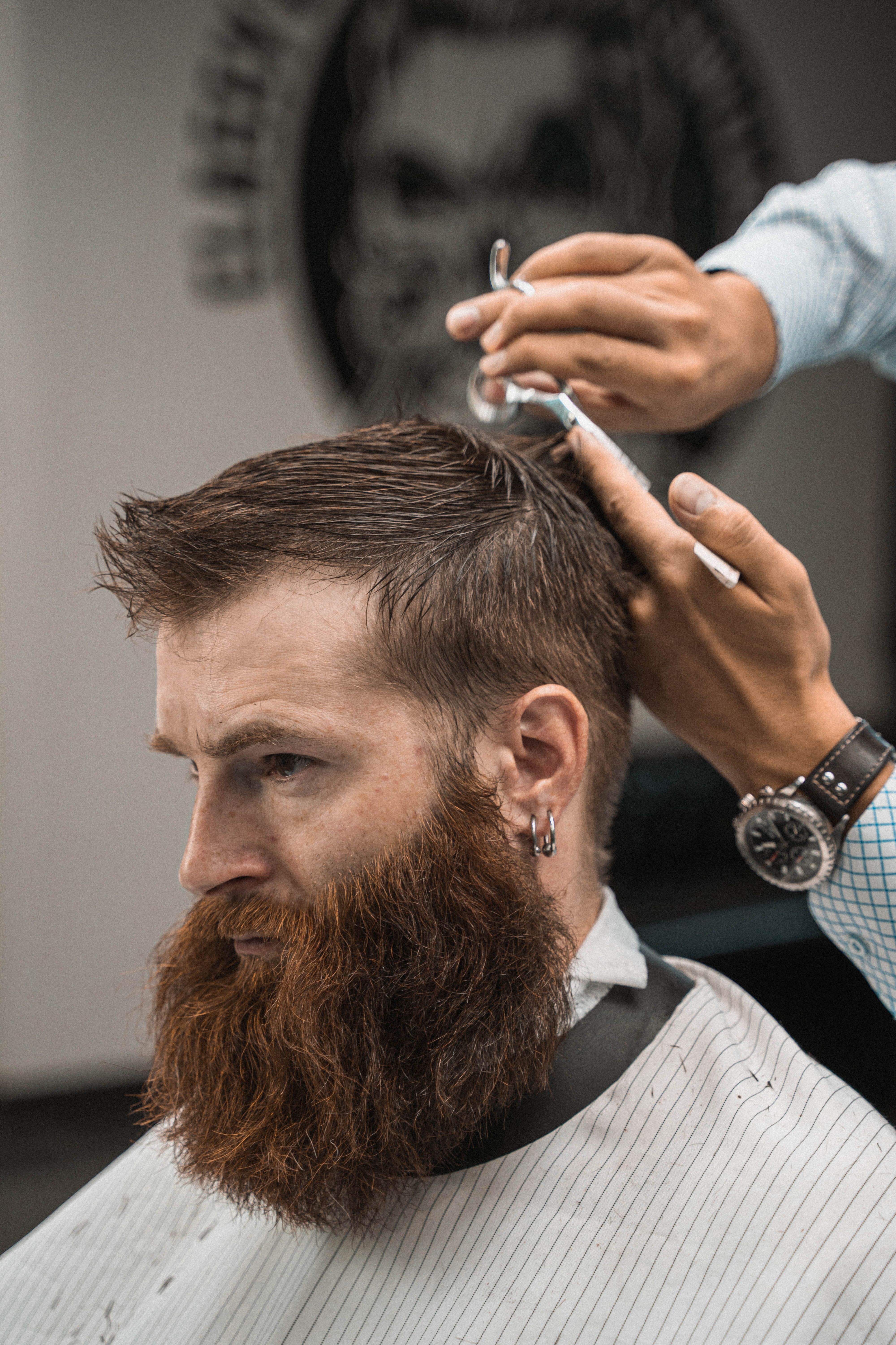 a man getting a haircut
